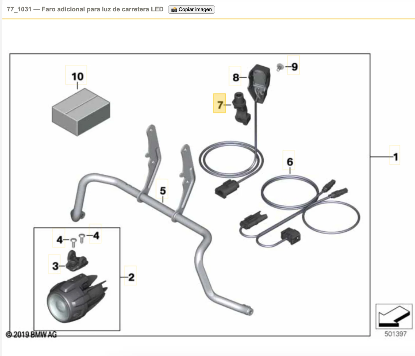 Abrazadera de sujeción con conexión espejo OEM 32729457894 para motos BMW F 750 GS, F 850 GS, F 900 XR, S 1000 XR... y más. Original BMW Motorrad.
