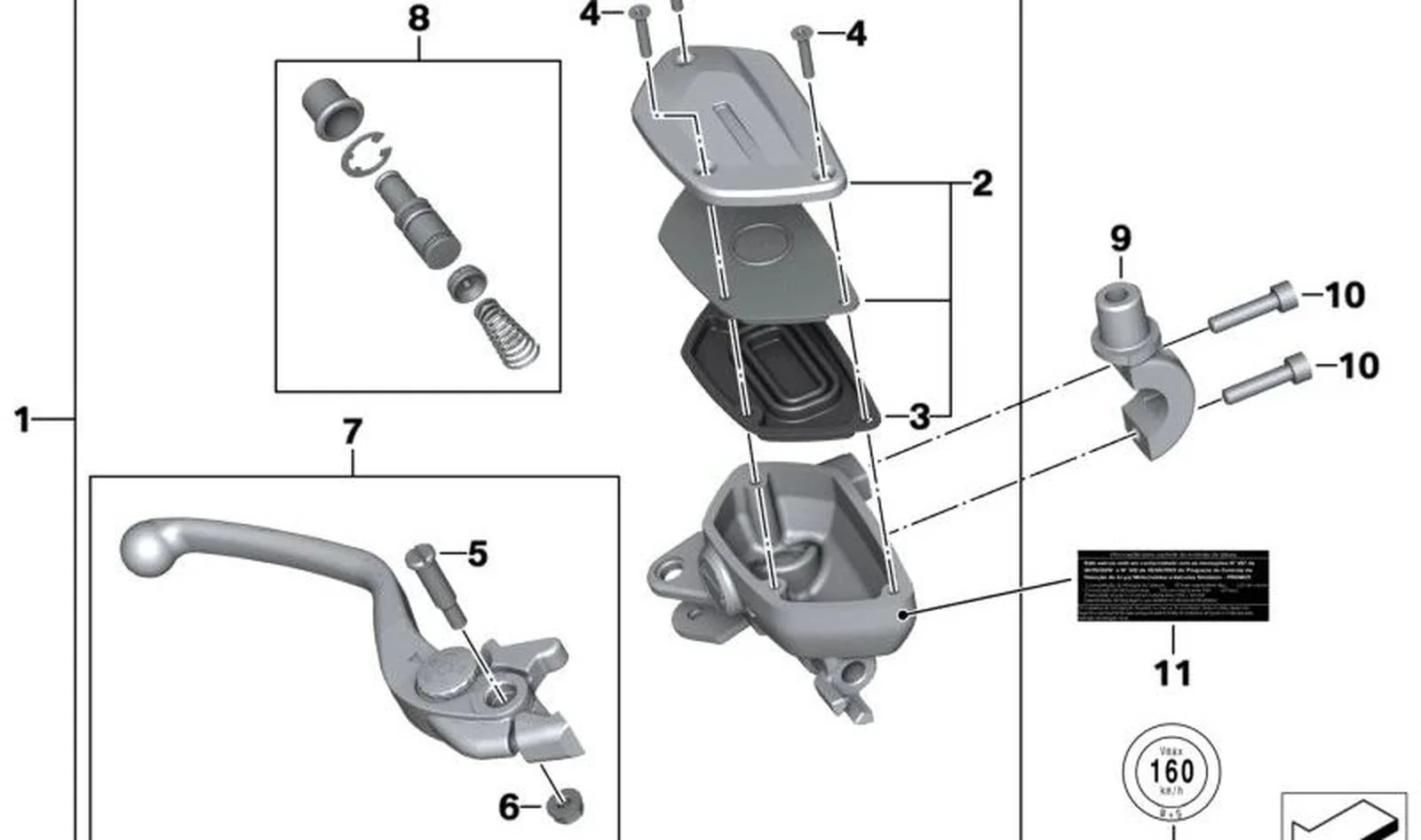 Abrazadera derecha OEM 32728382528 para BMW Motorrad F750GS, F850GS, F900GS... y más. Original BMW Motorrad.