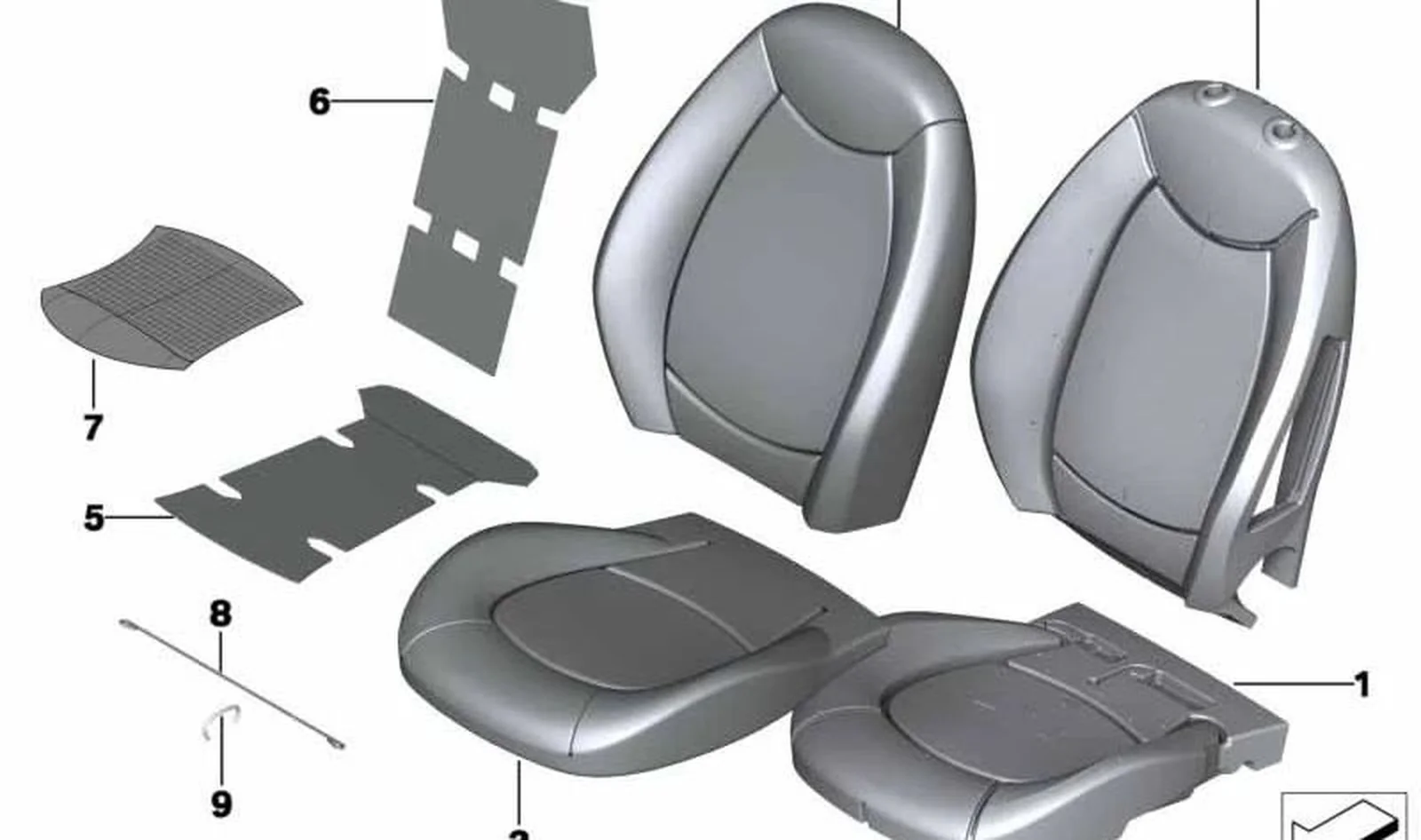 Acolchado de asiento delantero en cuero sintético OEM 52109808413 para MINI Countryman R60 (2010-2016). Original MINI. - Image 4