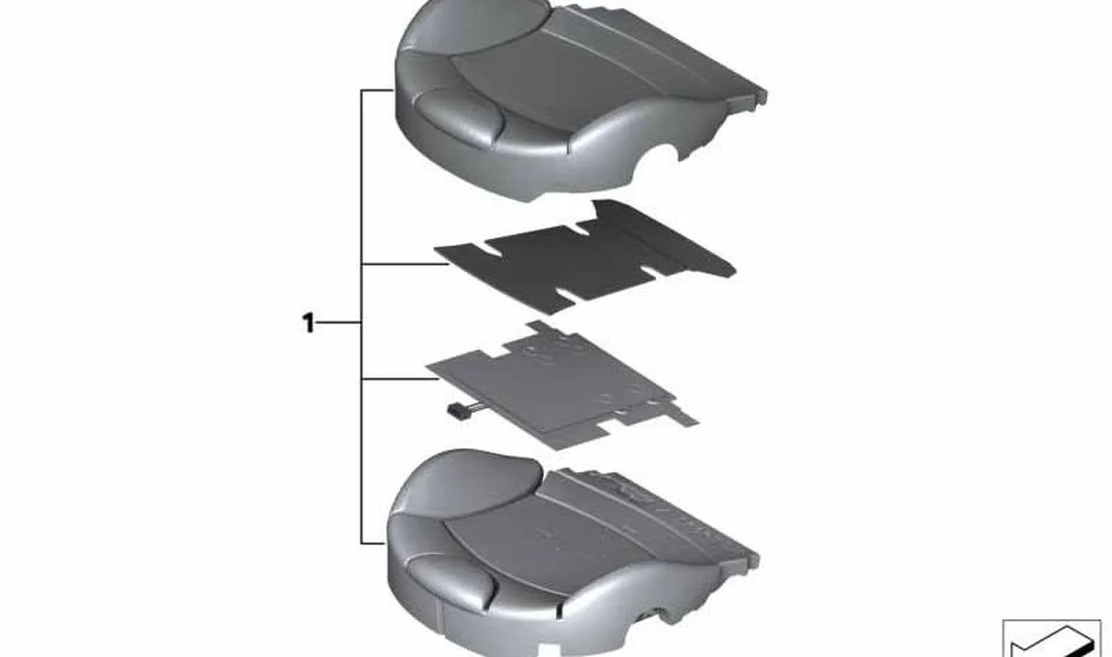 Acolchado de asiento deportivo delantero derecho Rooster Red OEM 52109225068 para MINI R56, R56 LCI, Clubman R55, R55 LCI, Cabrio R57... y más. Original MINI.