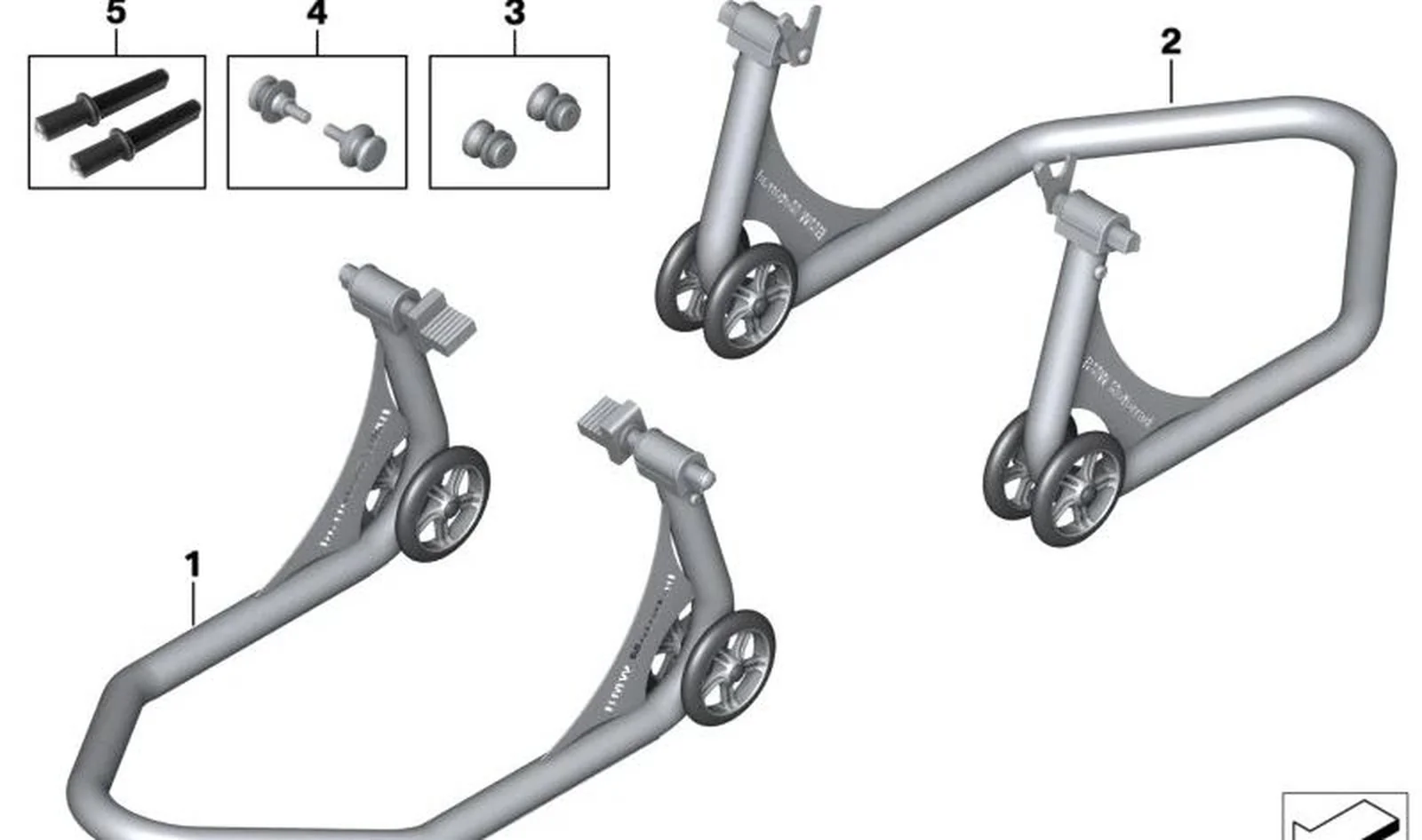 Adaptador caballete de montaje deportivo OEM 77025A0A461 para motos BMW S 1000 R, S 1000 RR, S 1000 XR, M 1000 R, M 1000 XR... y más. Original BMW Motorrad.