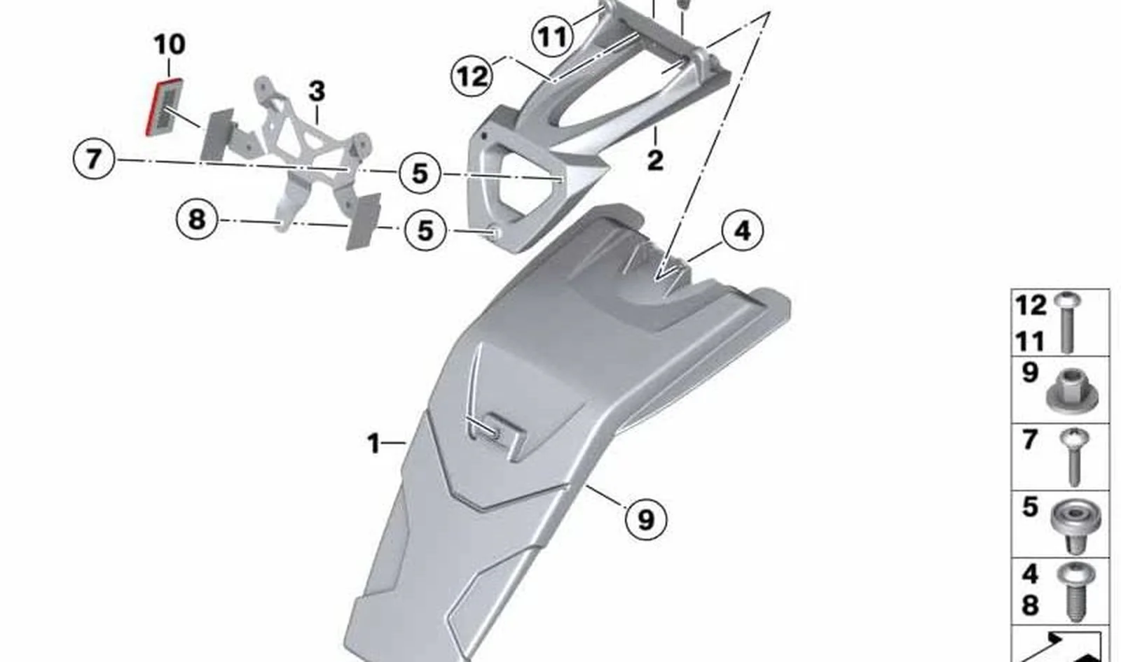 Adaptador de luz de matrícula OEM 46628532413 para BMW Motorrad F800GT, F800ST. Original BMW Motorrad.