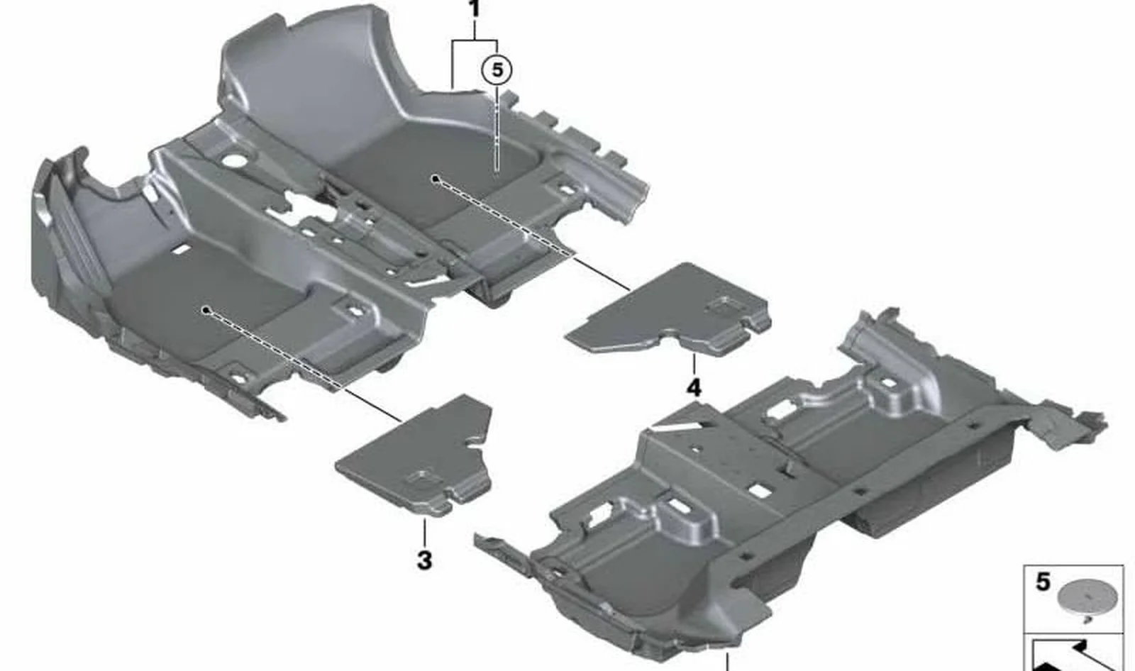 Adjunto gomaespuma zona pies delantero derecho OEM 51477308800 para MINI F55, F54, F65... y más. Original MINI.