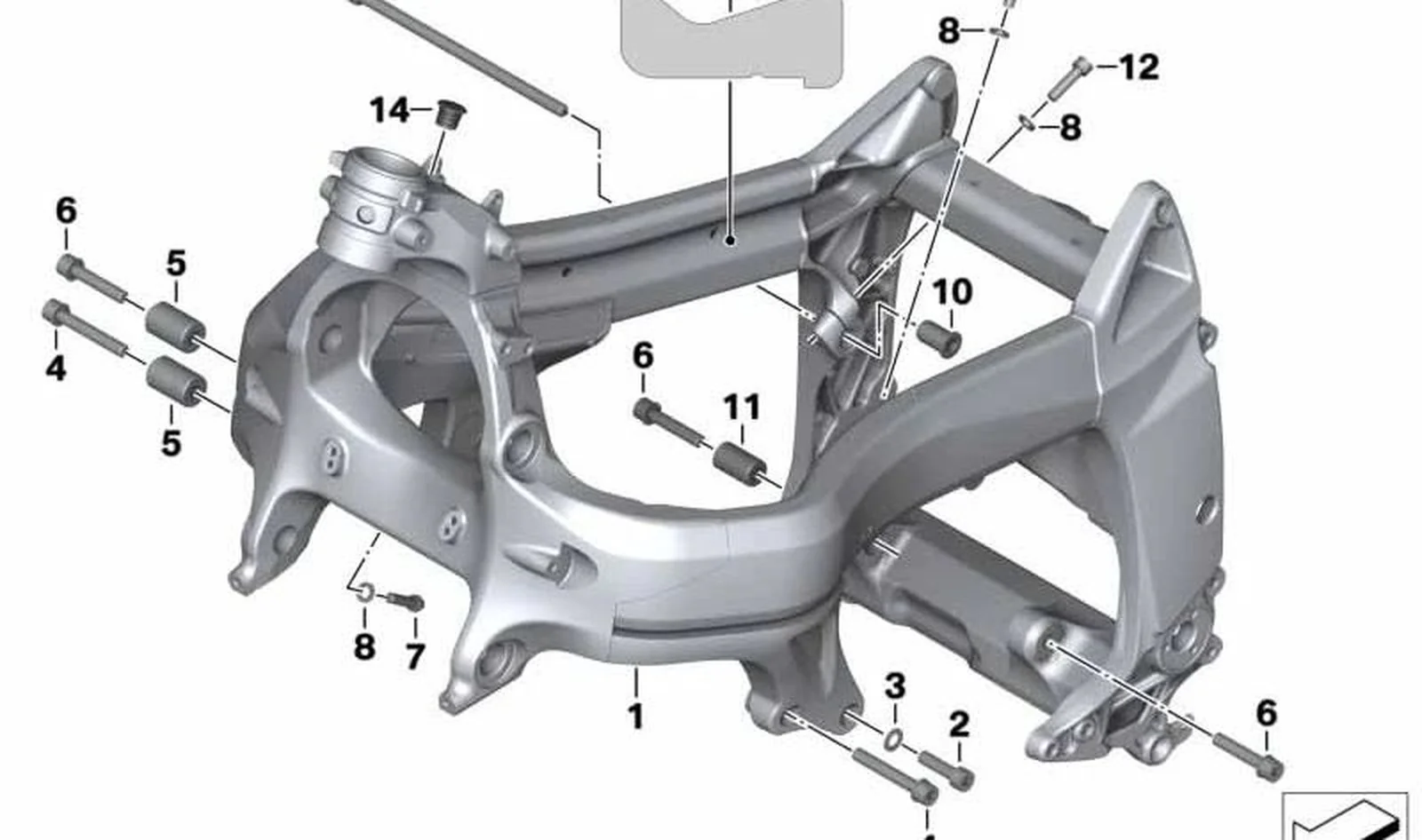 Aislamiento térmico derecho OEM 46637681039 para motos BMW K1200S, K1300S, K1200R, K1300R. Original BMW Motorrad.