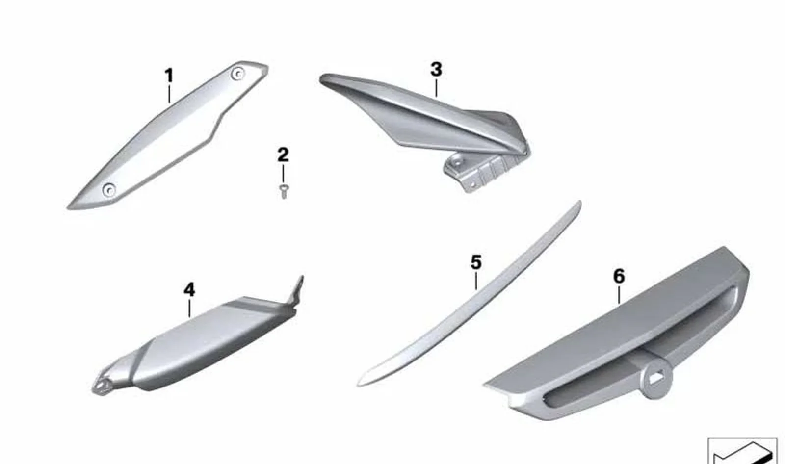 Aleta deflectora de aire cromada derecha OEM 46637727536 para motos BMW K 1600 GT, K 1600 GTL. Original BMW Motorrad.