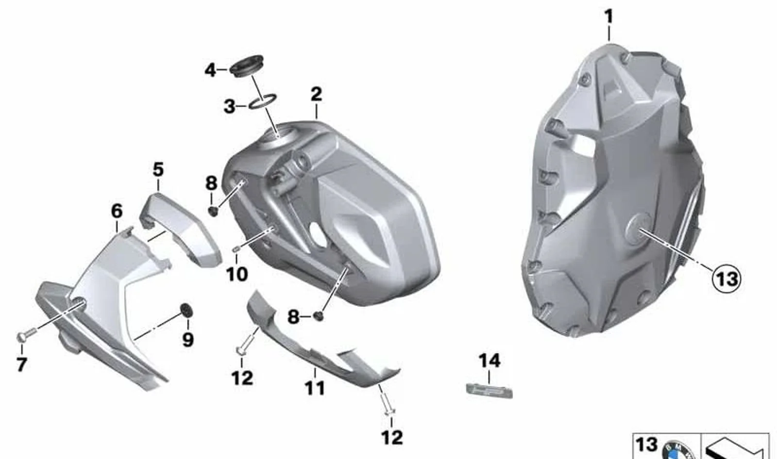 Almohadilla de roce amarilla izquierda OEM 11129829745 para motos BMW R1250GS, R1250GS Adventure, R1250RT, R1250R, R1250RS... y más. Original BMW Motorrad.
