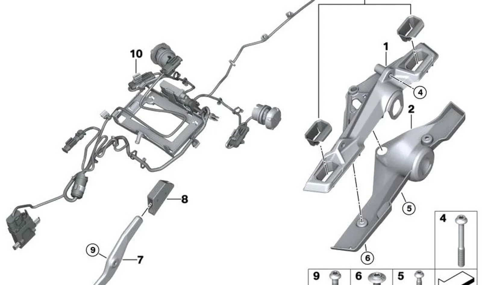 Alojamiento de maleta OEM 46621541470 para motos BMW R 1300 GS (KA1) desde 06/2023. Original BMW Motorrad.
