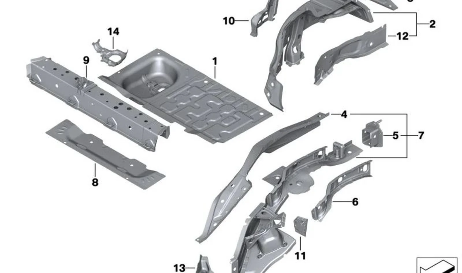 Alojamiento larguero derecho OEM 41009450202 para MINI F56 Cooper SE, Cooper SE XN71, XP32... y más. Original MINI.