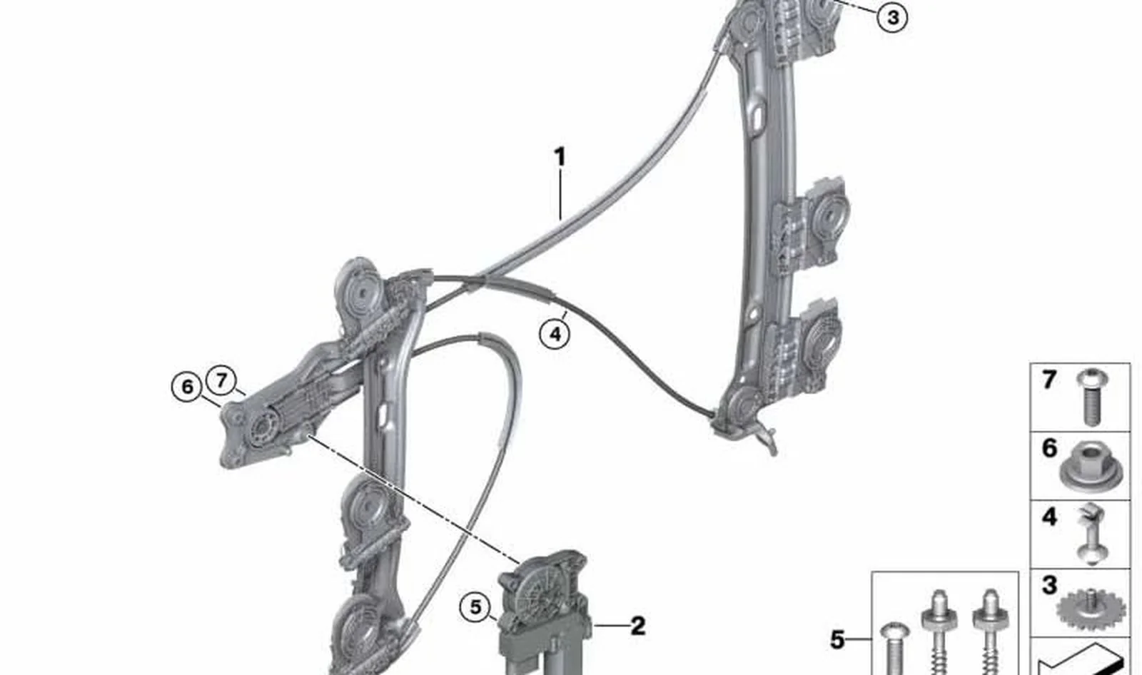 Alzacristales delantero derecho OEM 51337296444 para MINI F56, F56 BEV, F56 LCI, F57 Cabrio... y más. Original MINI.