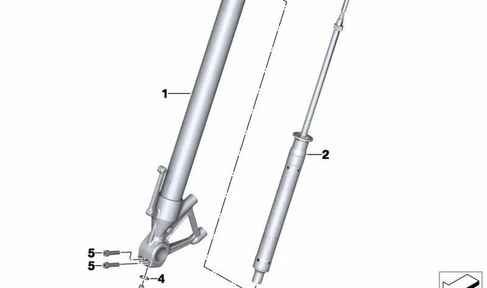 Amortiguador delantero derecho OEM 31428564940 para motos BMW R nineT, R nineT Pure, R nineT Scrambler... y más. Original BMW Motorrad.
