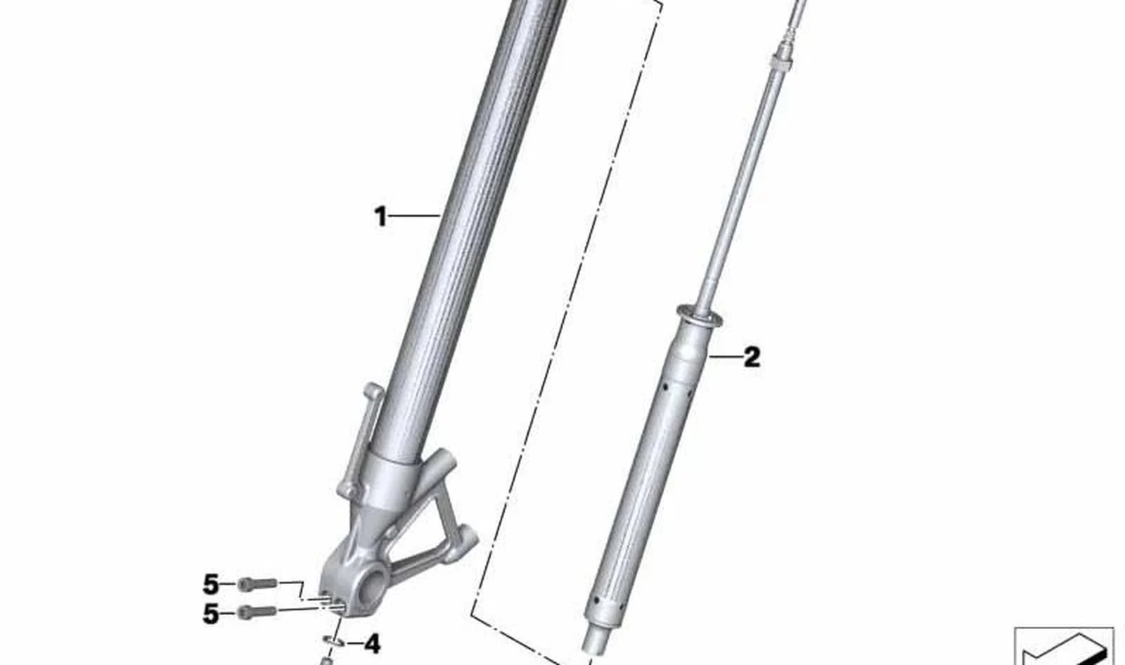 Amortiguador delantero derecho OEM 31429898408 para motos BMW S 1000 XR (K69). Original BMW Motorrad.