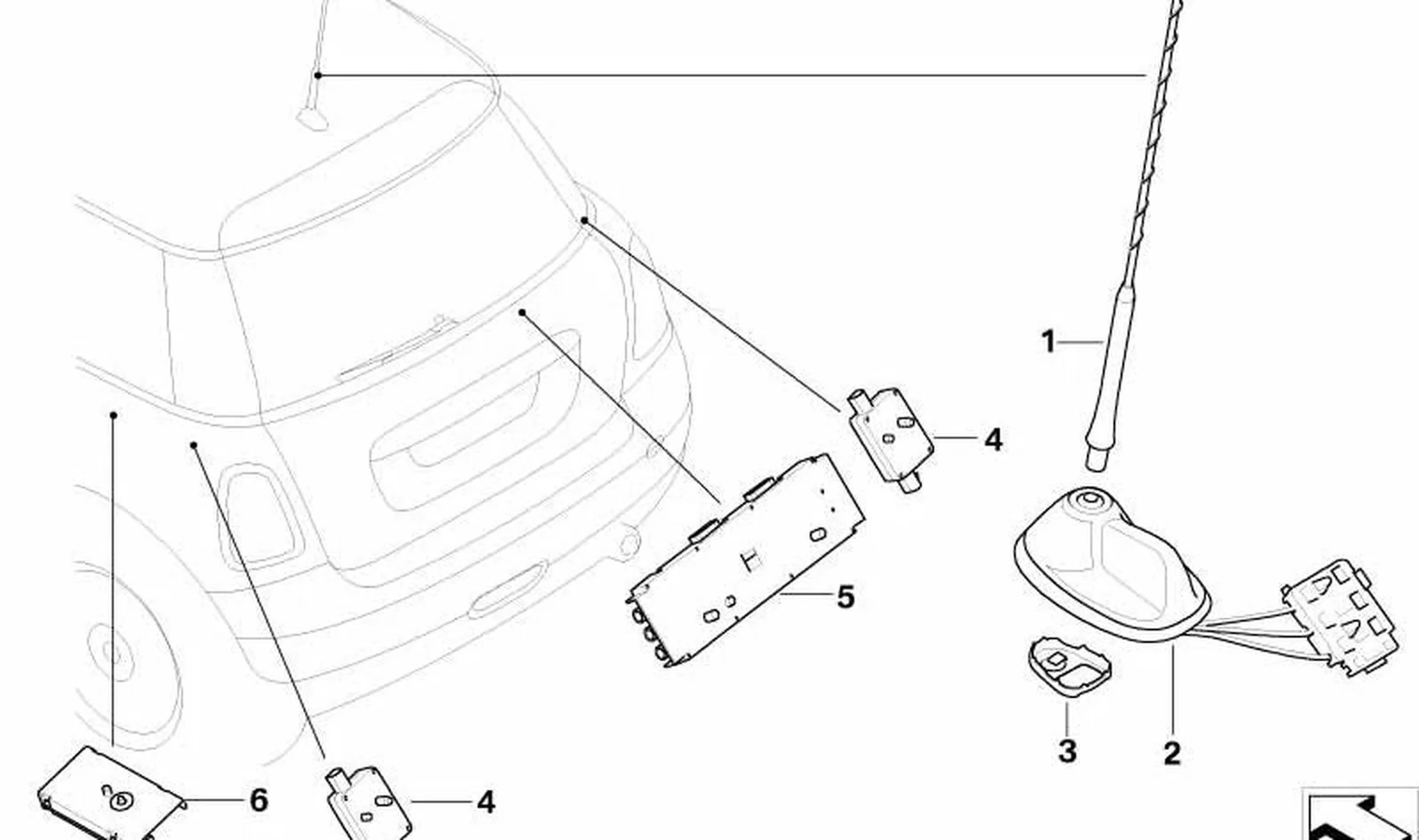 Amplificador antena Diversity OEM 65203415414 para MINI R56, R56 LCI. Original MINI. - Image 2