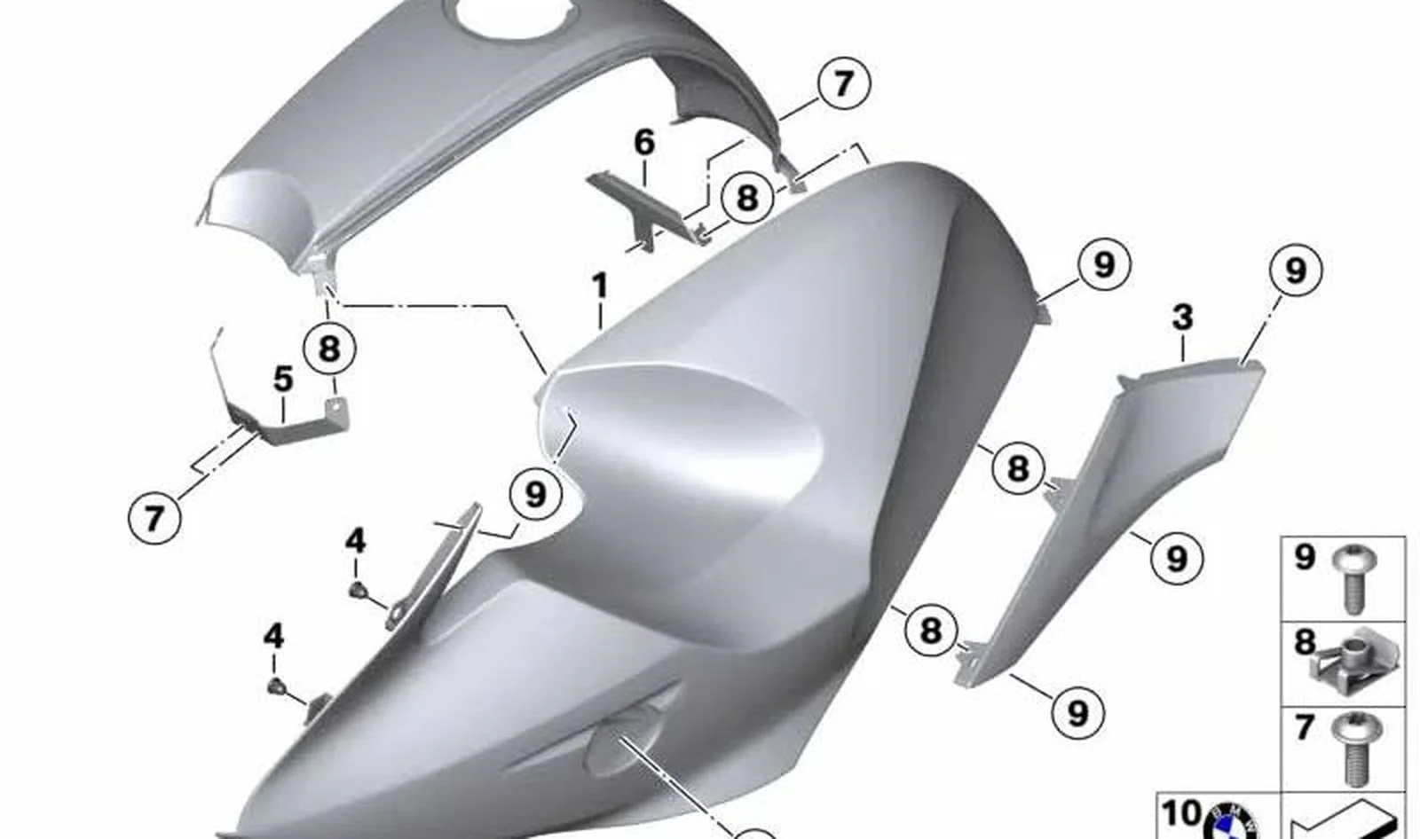 Angular de apoyo trasero OEM 46637697253 para BMW Motorrad R1200S, HP2 Sport. Original BMW Motorrad.