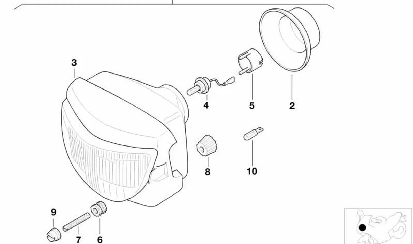 Anillo de retención OEM 63127650157 para faro BMW Motorrad F 650 GS, F 650 GS Dakar, G 650 GS... y más. Original BMW Motorrad.