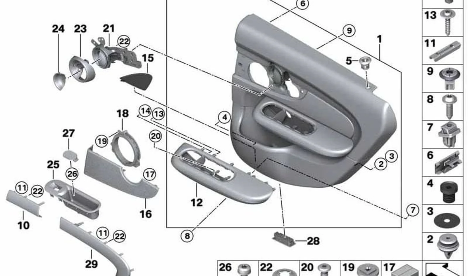 Anillo decorativo tirador puerta trasera derecha OEM 51427360876 para MINI Clubman F54, F54 LCI. Original MINI.