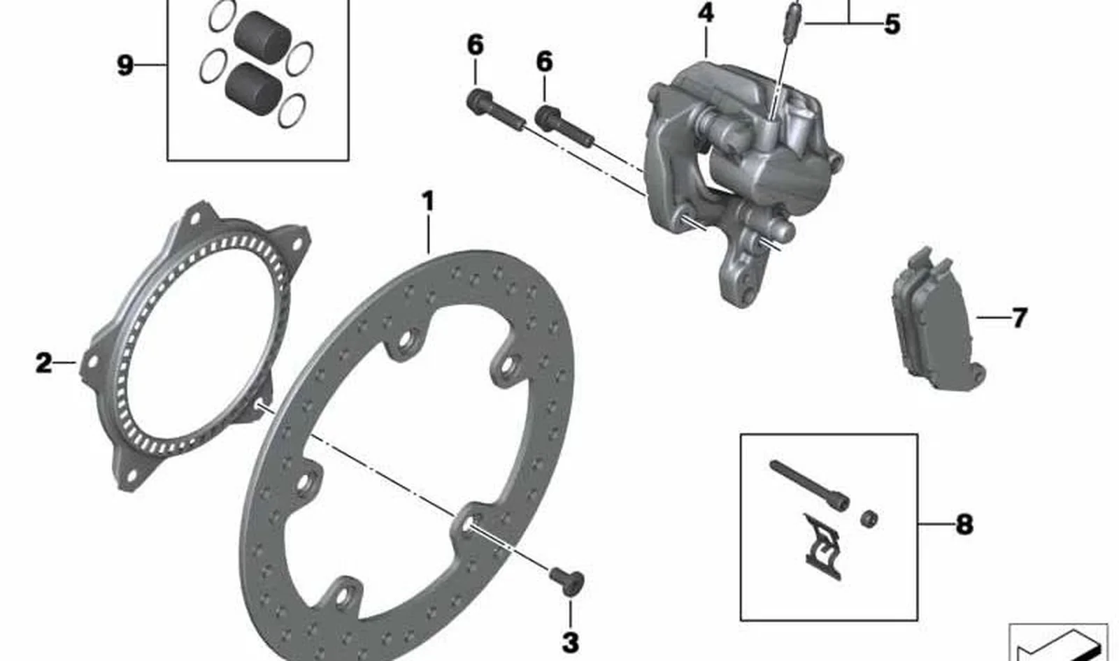 Anillo sensor de freno OEM 34517725189 para motos BMW C evolution, C 600 Sport, C 650 Sport, C 650 GT. Original BMW Motorrad.