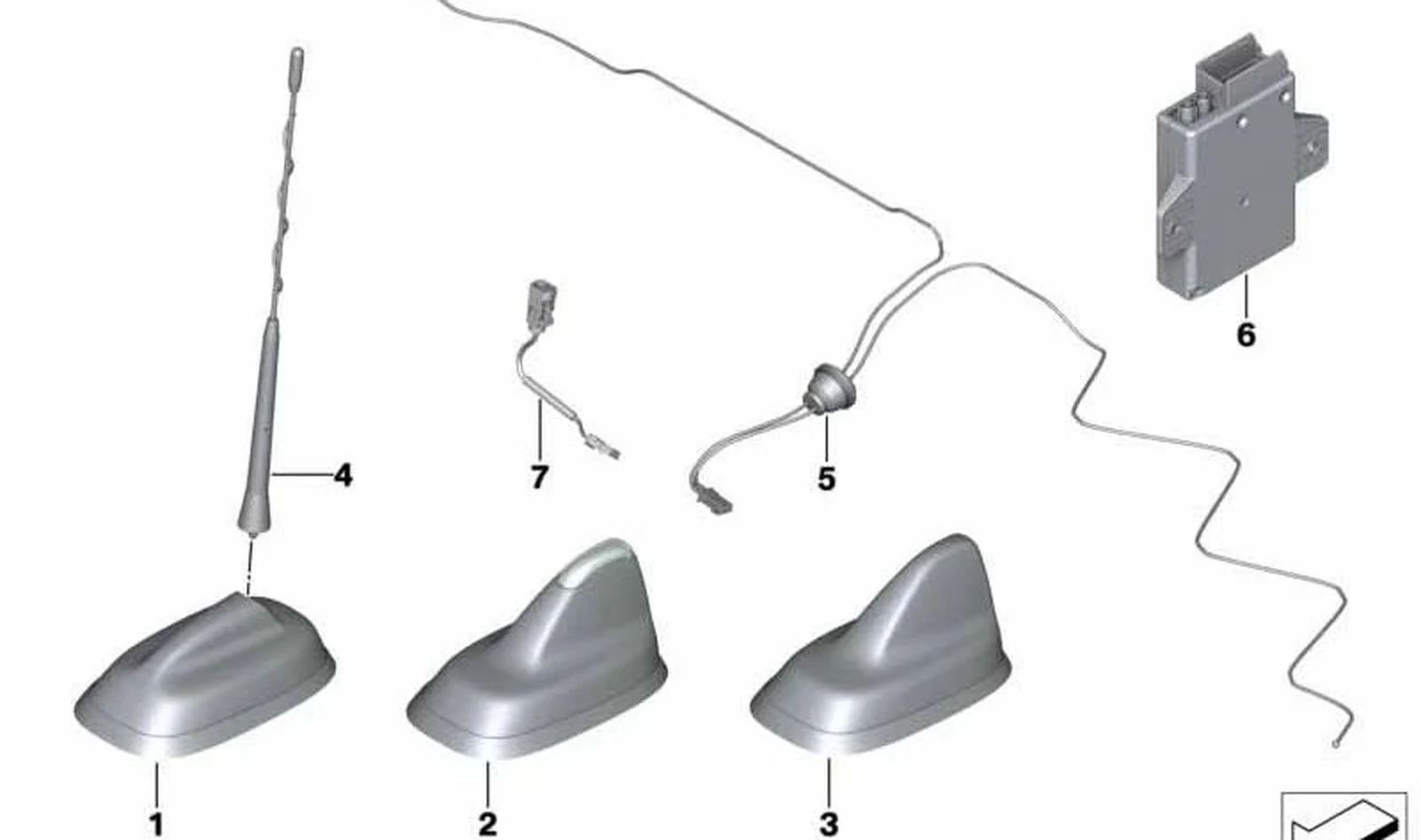 Antena de techo OEM 65208782590 para MINI F56, F55, Clubman F54, Countryman F60... y más. Original MINI.