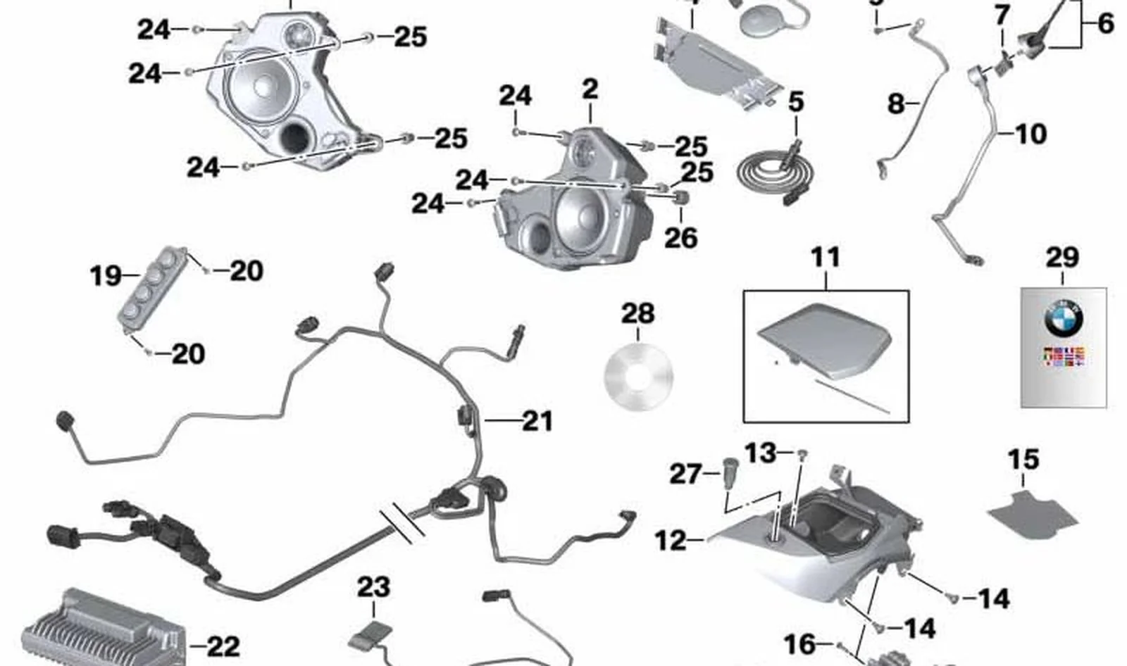 Antena SDARS OEM 65218521436 para BMW Motorrad K1600GT, K1600GTL, R1200RT... y más. Original BMW Motorrad.