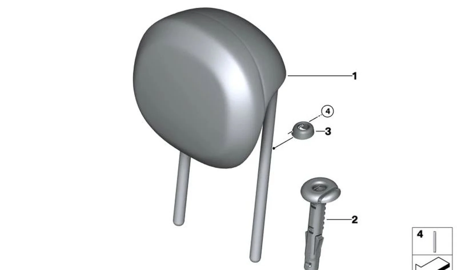 Apoyacabezas cuero negro OEM 52207457260 para MINI Cabrio F57, F57 LCI, BEV. Original MINI.