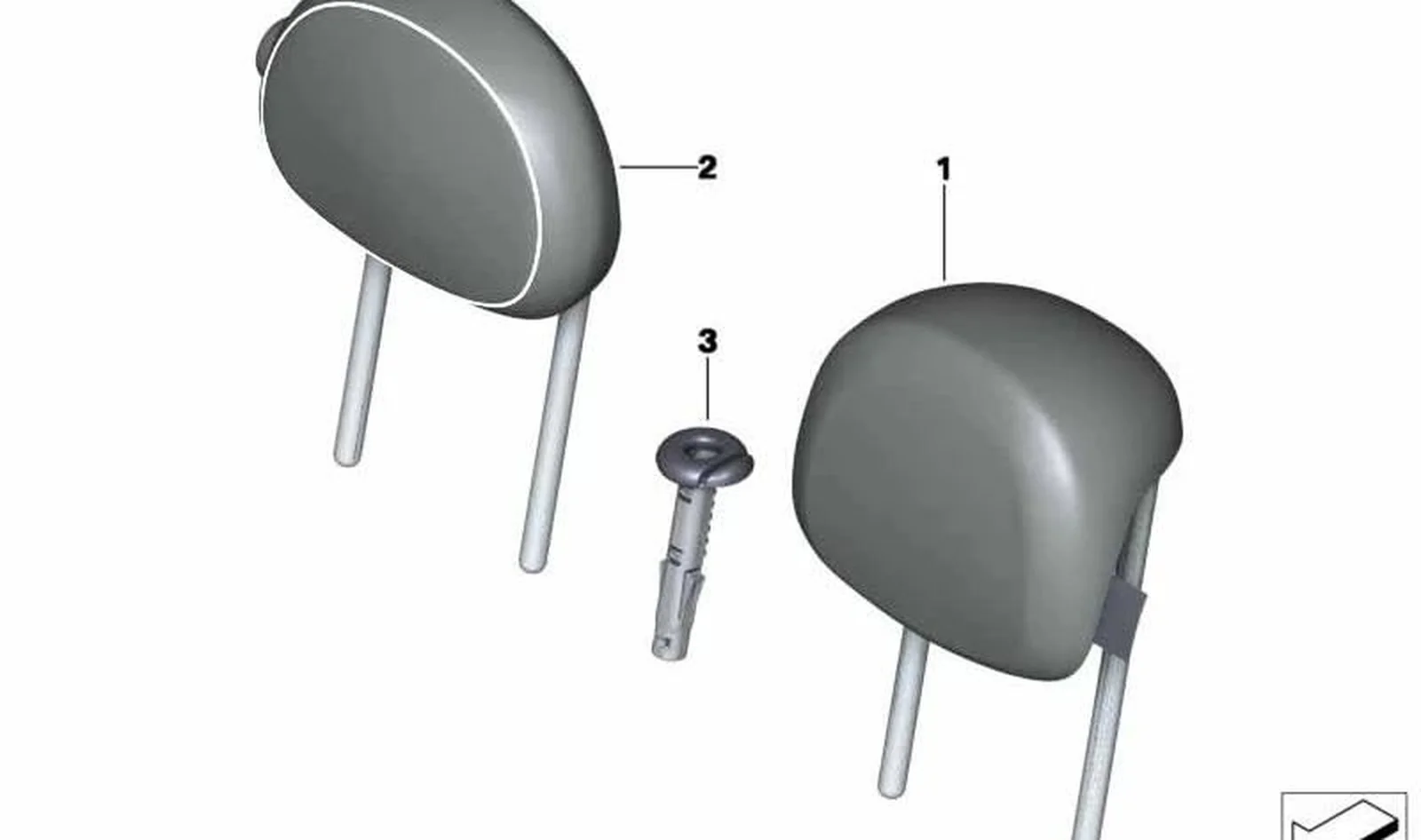 Apoyacabezas tela-cuero negro OEM 52207369382 para MINI F56, F55. Original MINI.