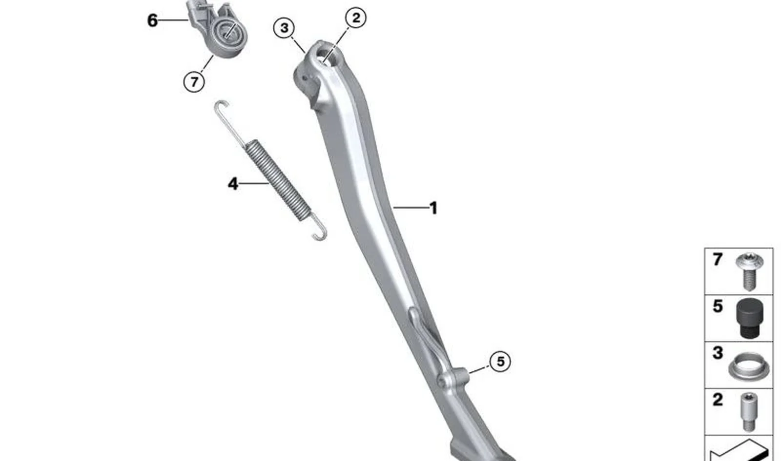 Apoyo lateral OEM 46531638149 para motos BMW R1300 GS, R1300 GS Adventure. Original BMW Motorrad.