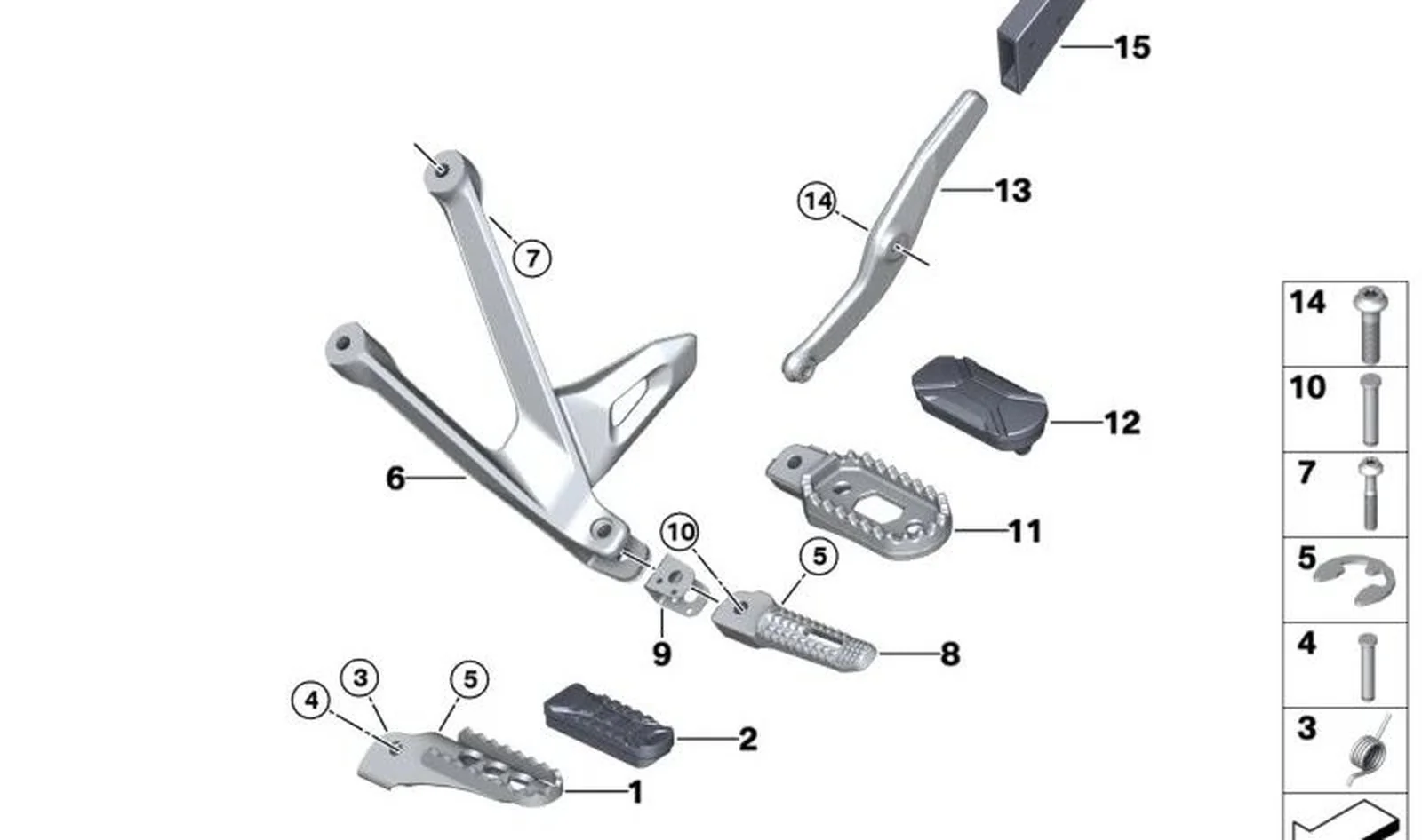 Apoyo para pie del conductor izquierdo OEM 46715A76025 para motos BMW R 1300 GS, R 1250 GS, R 1250 GS Adventure, R 1200 GS, R 1200 GS Adventure, R nineT Scrambler, R nineT Urban G/S… y más. Original BMW Motorrad.