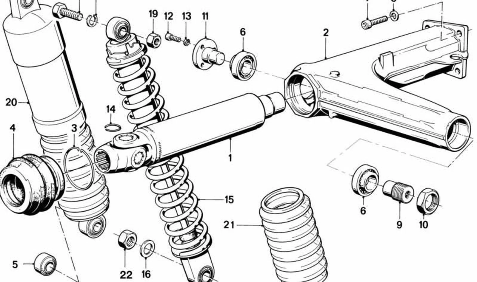 Árbol cardán OEM 26111241630 para motos BMW K100, K100 RS, K100 RT. Original BMW Motorrad.