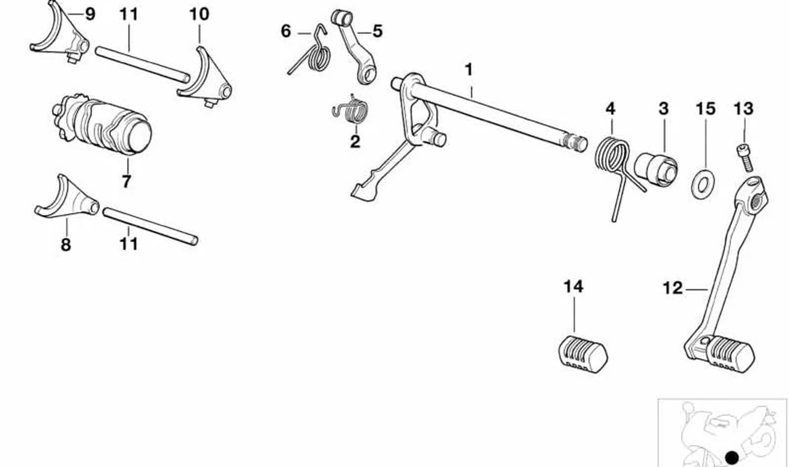 Árbol de embrague OEM 23007652937 para motos BMW F 650, F 650 ST, F 650 GS, G 650 X... y más. Original BMW Motorrad.