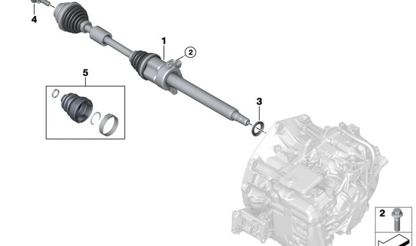 Árbol de salida derecho OEM 31605A2DFF2 para MINI Cooper S F55, F56, JCW F56, Clubman F54... y más. Original MINI.