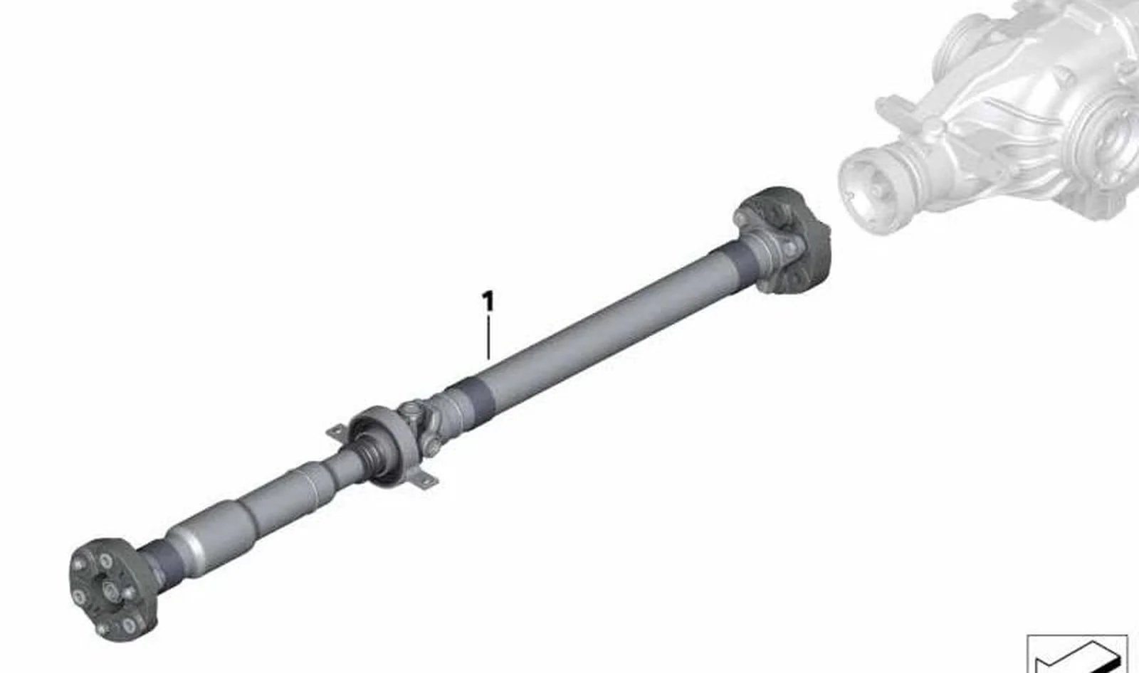 Árbol de transmisión para cambio manual OEM 26107527356 para BMW Serie 3 E90, E91, E92, E93 330i tracción trasera, longitud 1494 mm. Original BMW.