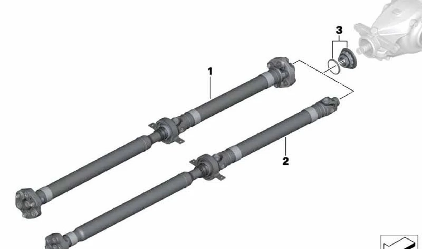 Árbol de transmisión para cambio manual OEM 26107614756 para BMW X1 E84 sDrive18i. Original BMW.