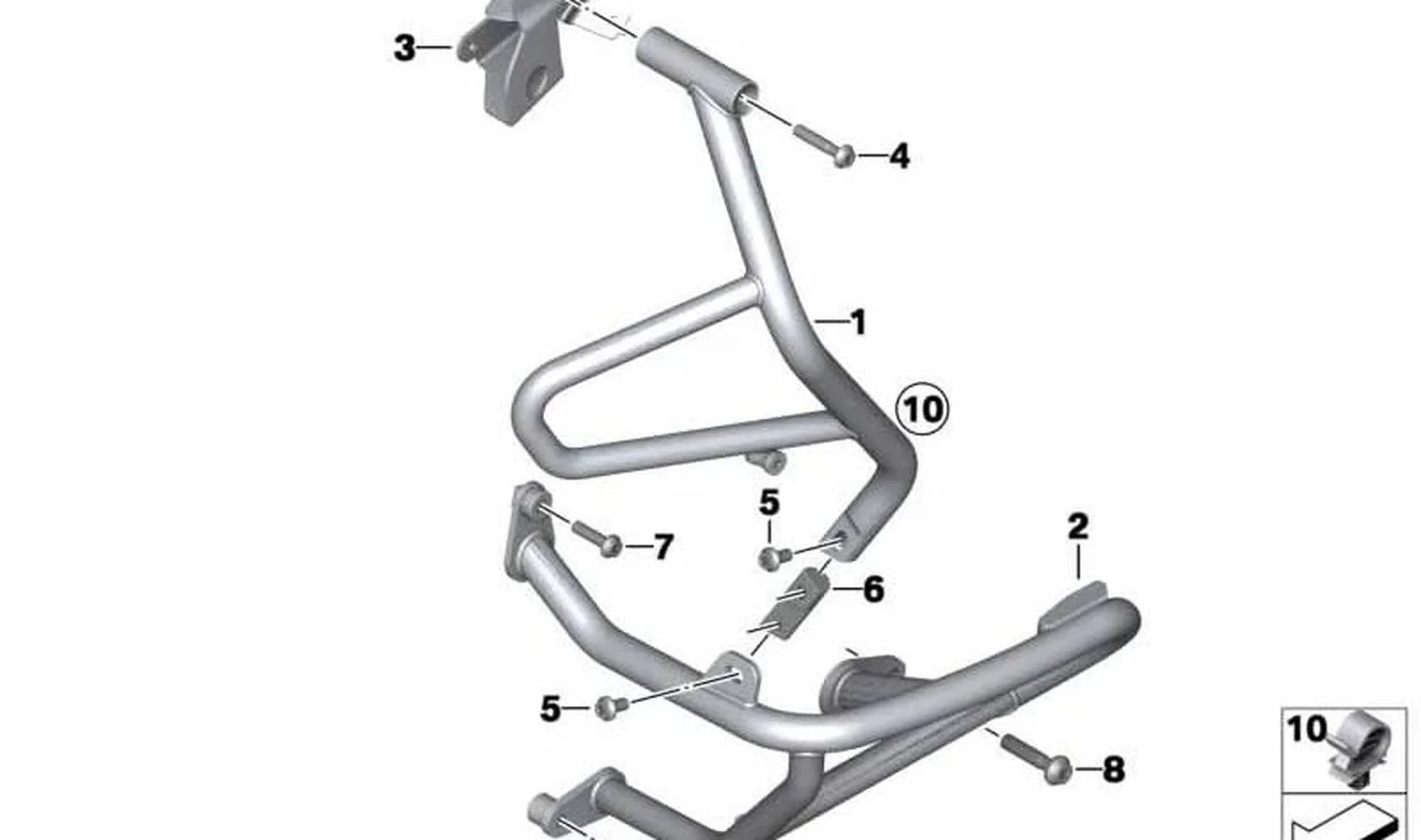 Arco protector depósito derecho OEM 46638538036 para BMW R 1200 GS Adventure. Original BMW Motorrad.