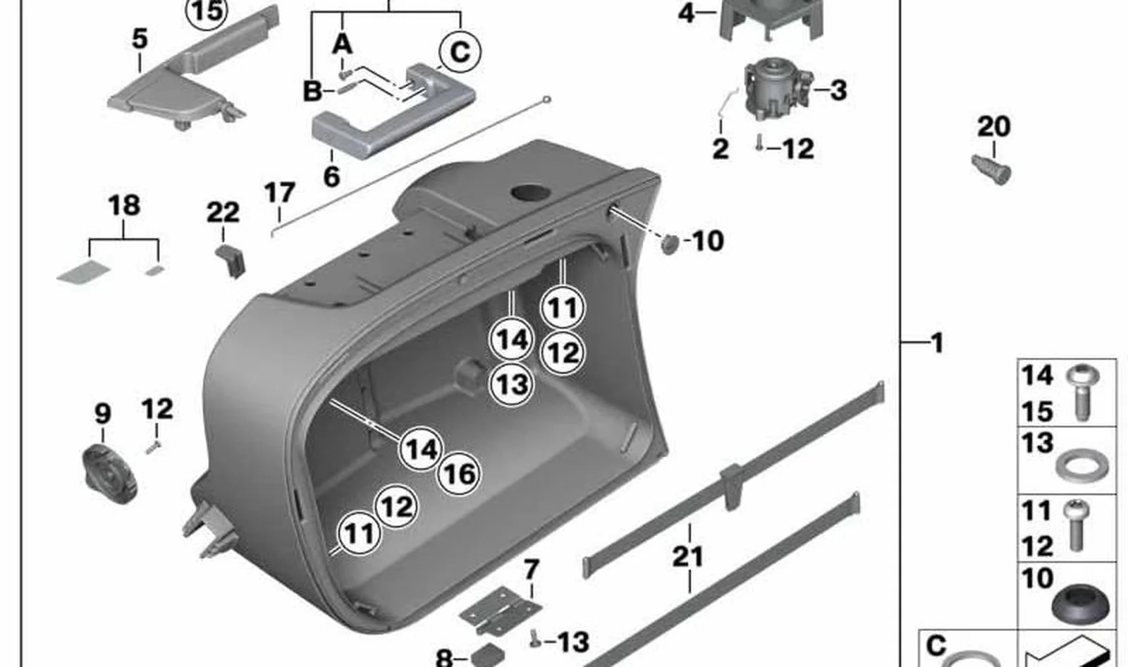Asa de transporte derecha de maleta OEM 71607685886 para motos BMW K1200GT, K1300GT, R1200RT, R900RT, R1200R, R1200ST... y más. Original BMW Motorrad.