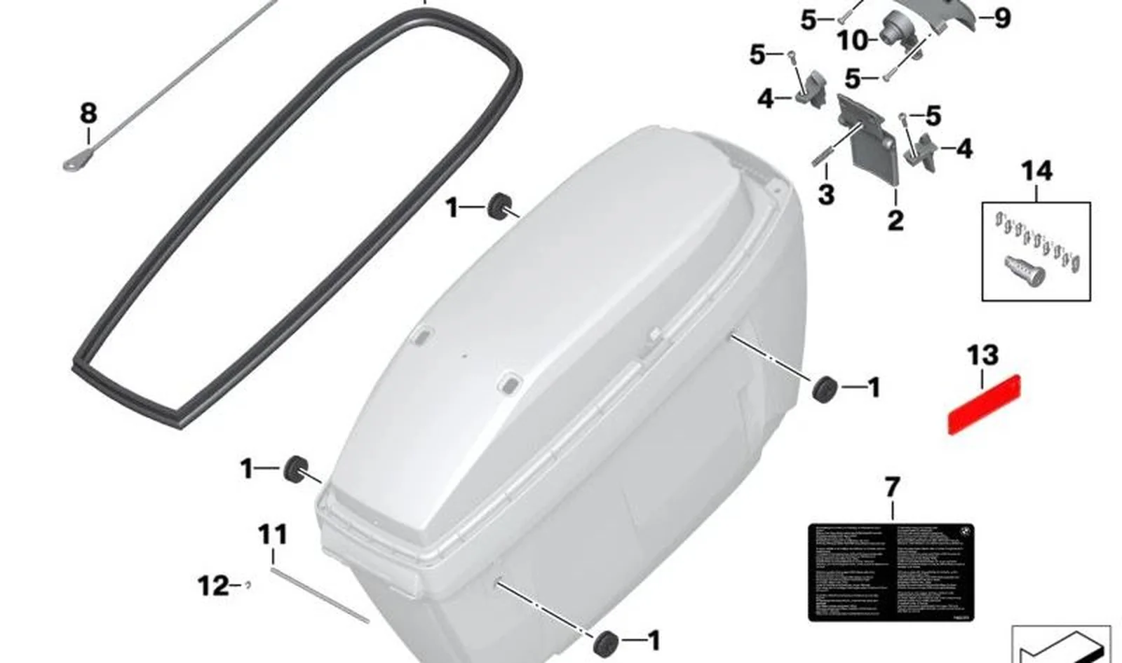 Asidero cóncavo de maleta OEM 46547683003 para motos BMW R 1200 RT, R 1250 RT, F 750 GS, F 800 GS, F 850 GS, F 900 GS, CE 04... y más. Original BMW Motorrad