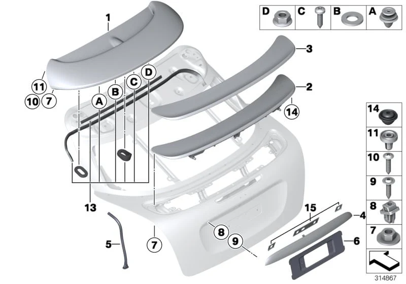 Asidero exterior cromado de portón trasero OEM 51132753603 para MINI R55 Clubman, R56, R57 Cabrio, R58 Coupé, R59 Roadster... y más. Original MINI - Image 5