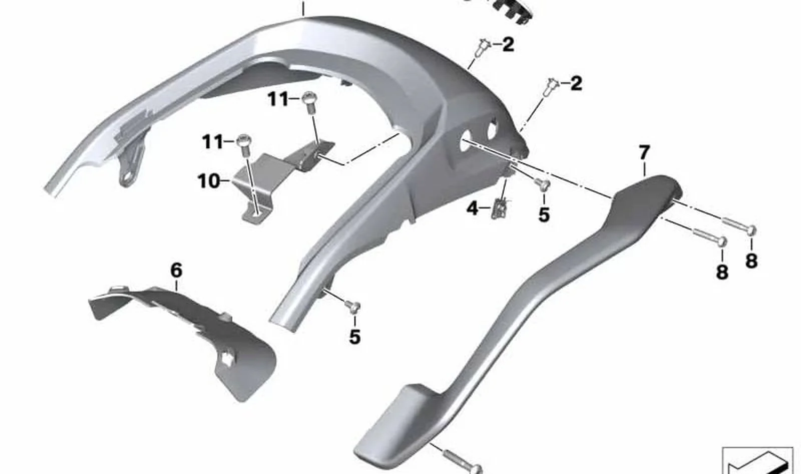 Asidero izquierdo OEM 46548393411 para motos BMW K 1600 Bagger (K61, 0F51, A40 manual). Original BMW Motorrad.