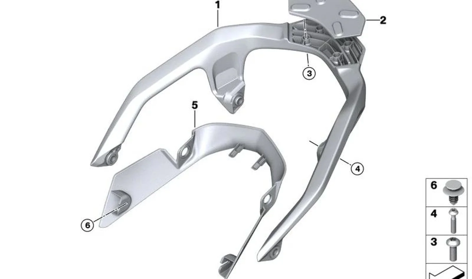 Asidero trasero OEM 46725A75D68 para motos BMW R1300GS (K81) 2023-2027. Original BMW Motorrad.
