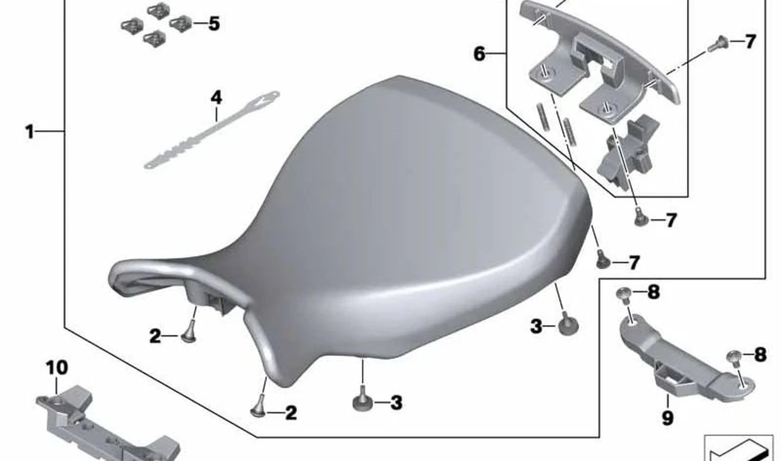 Asiento de conductor OEM 52538829977 para BMW Motorrad R nineT (K21). Original BMW Motorrad.