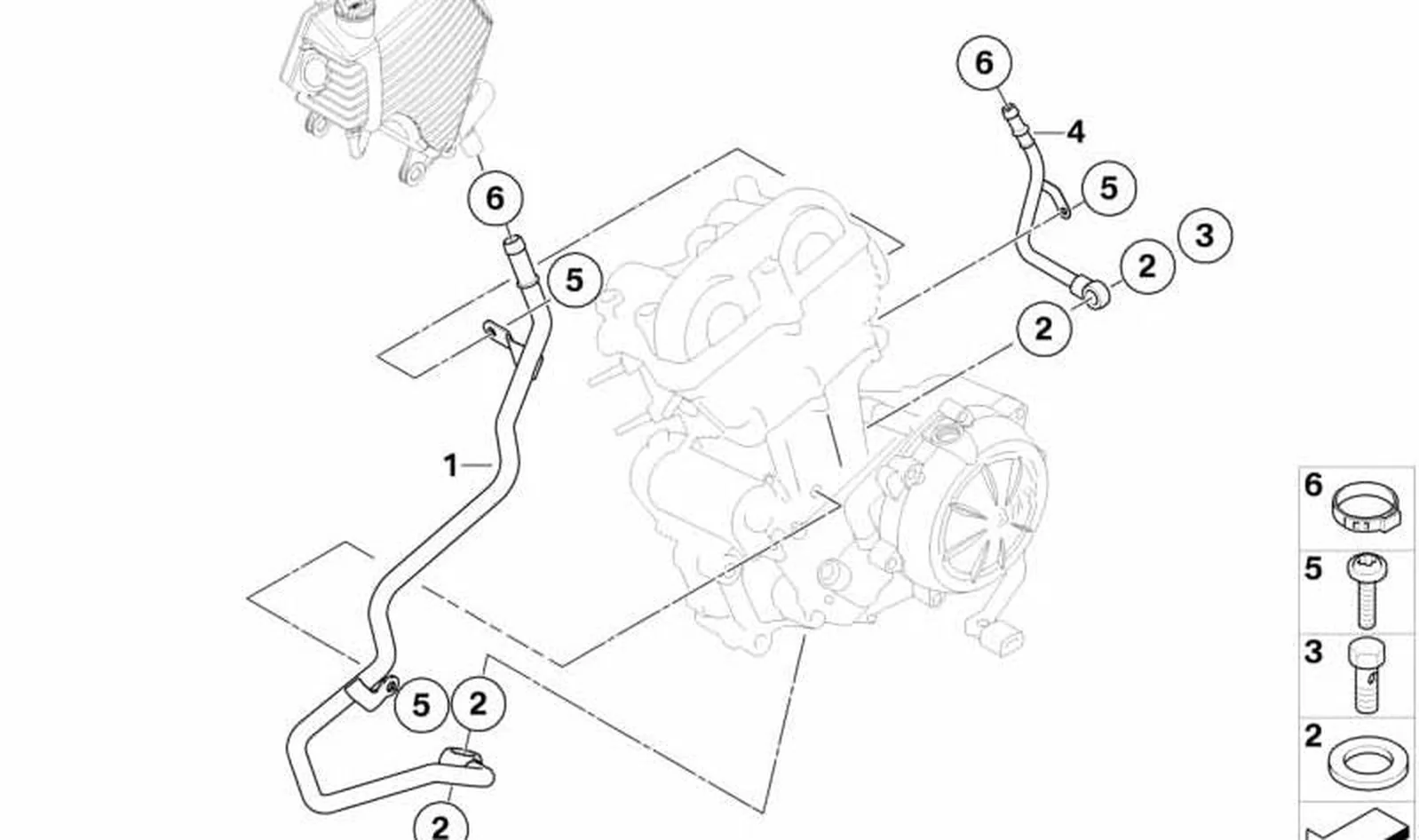 Avance conducto de aceite negro OEM 11417720231 para BMW Motorrad G 650 GS, G 650 GS Sertão. Original BMW Motorrad.