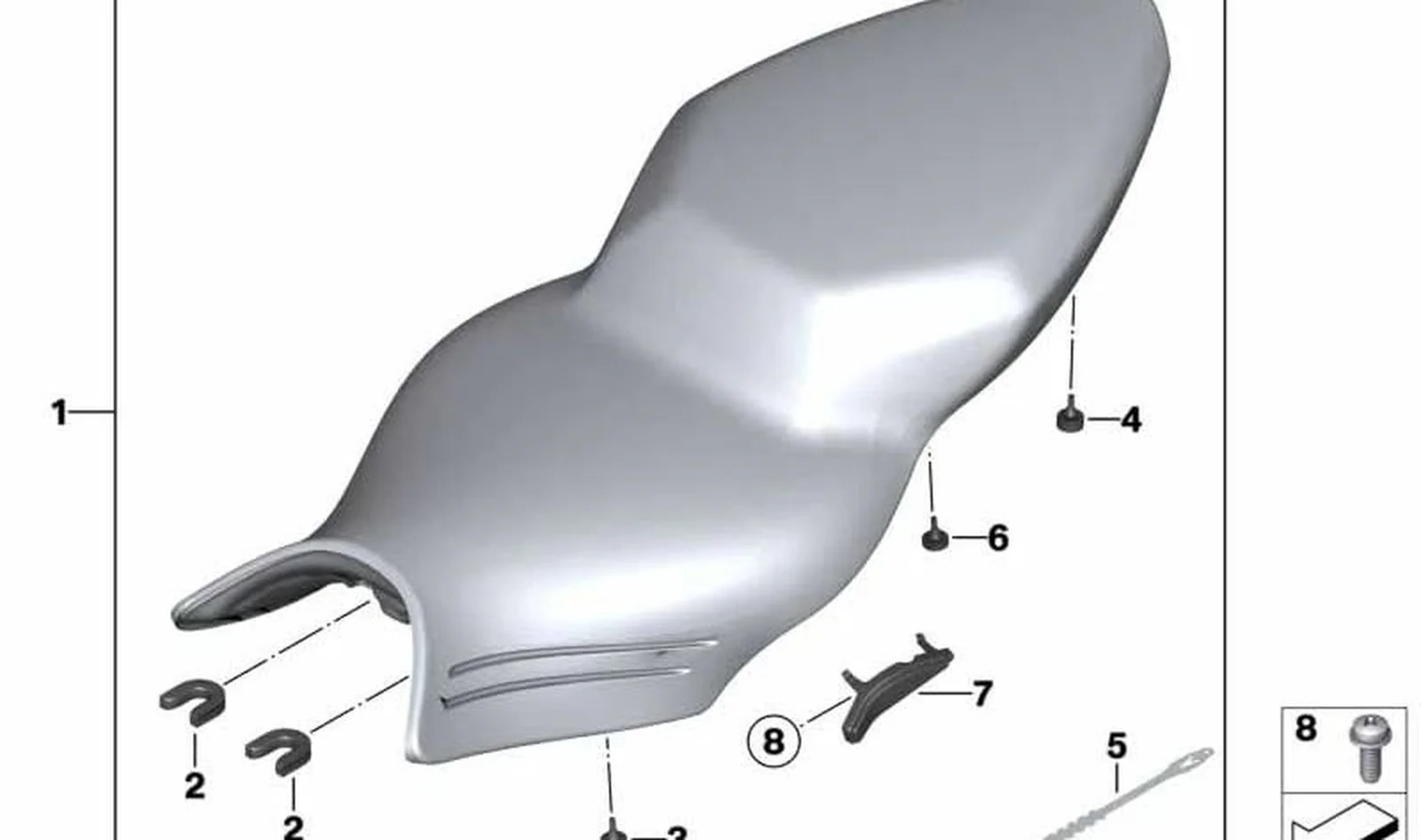 Banco de asiento negro OEM 52538522289 para motos BMW K 1200 S, K 1300 S. Original BMW Motorrad.