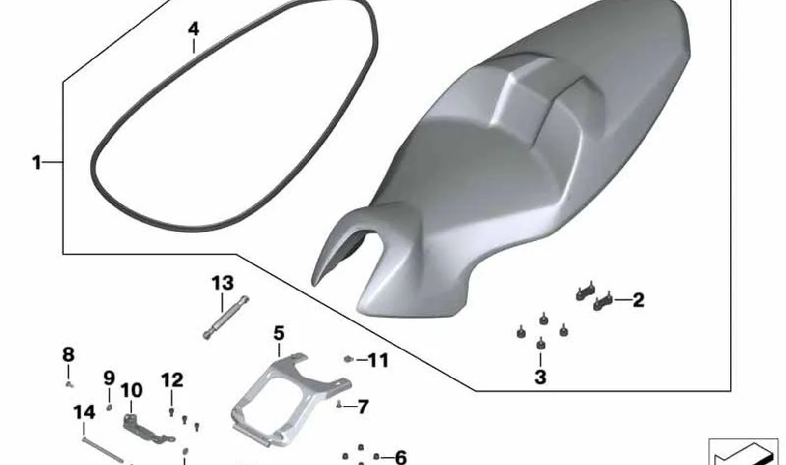 Banco del asiento trasero OEM 52538555443 para motos BMW C 600 Sport, C 650 Sport. Original BMW Motorrad.