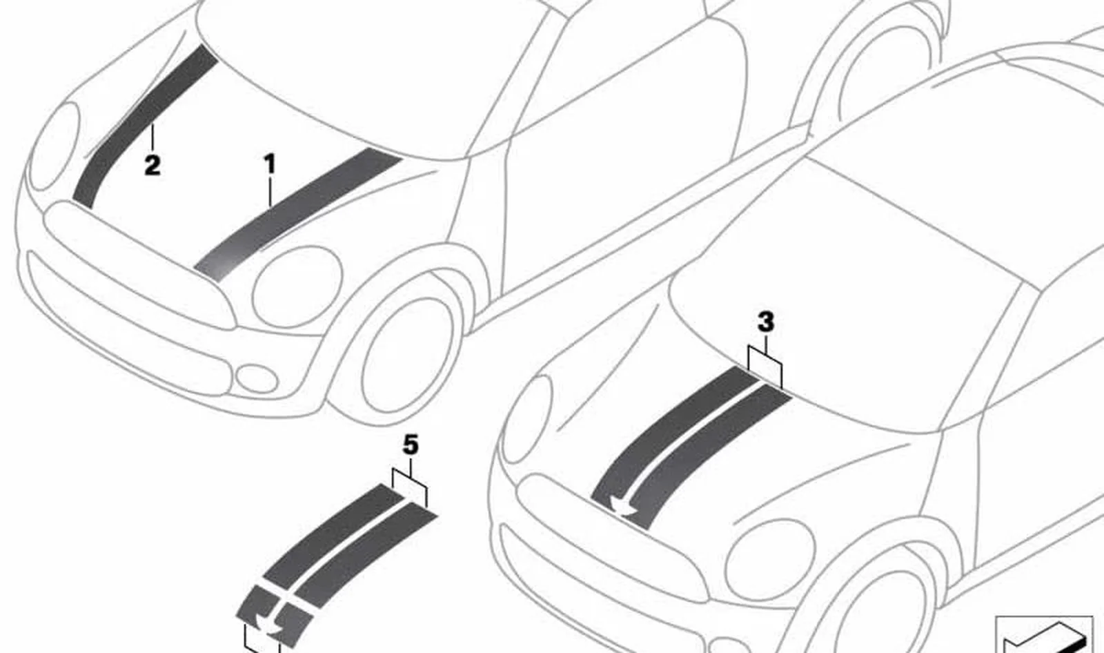 Bandas decorativas izquierda OEM 51147310497 para MINI R56 LCI, Clubman R55 LCI, Cabrio R57 LCI, Coupé R58, Roadster R59. Original MINI.