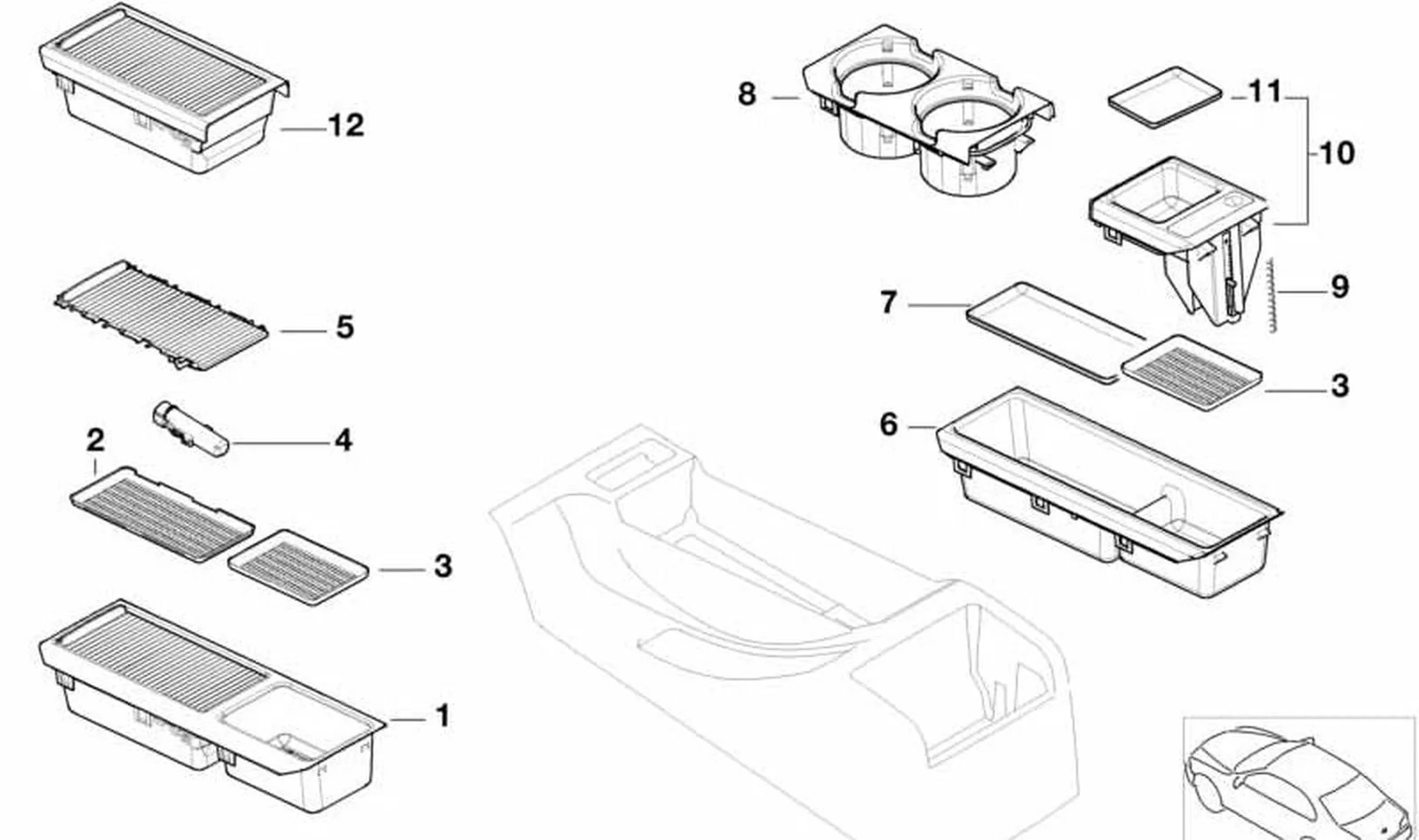 Bandeja de herramientas con compartimento para monedas OEM 51168248505 para BMW Serie 3 E46. Original BMW. - Image 5
