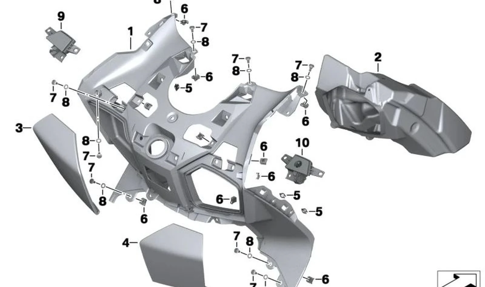 Bandeja portaobjetos derecha OEM 46638545195 para motos BMW C evolution (K17). Original BMW Motorrad.