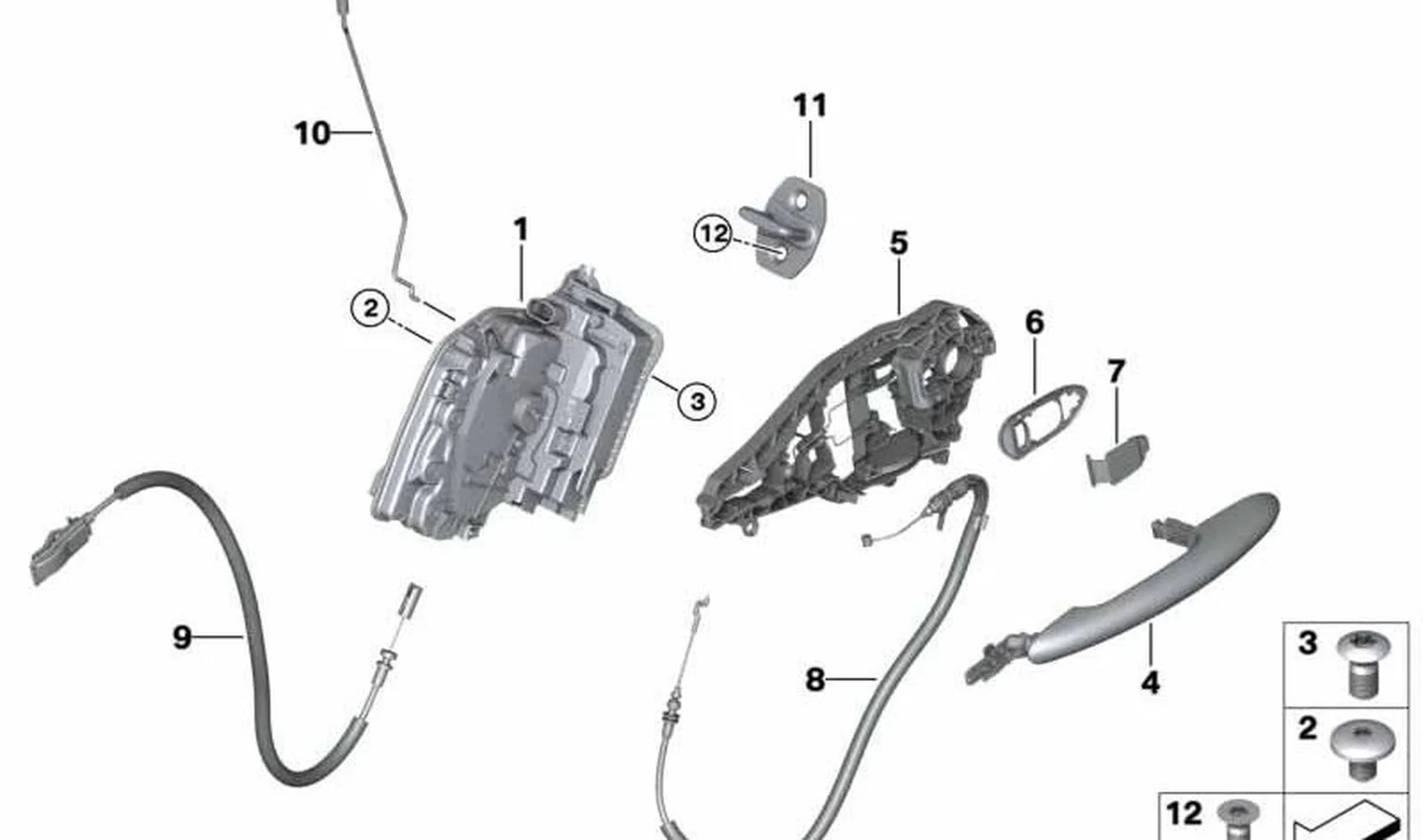Barra de accionamiento puerta trasera izquierda OEM 51227395103 para MINI Countryman F60, F60 LCI. Original MINI.
