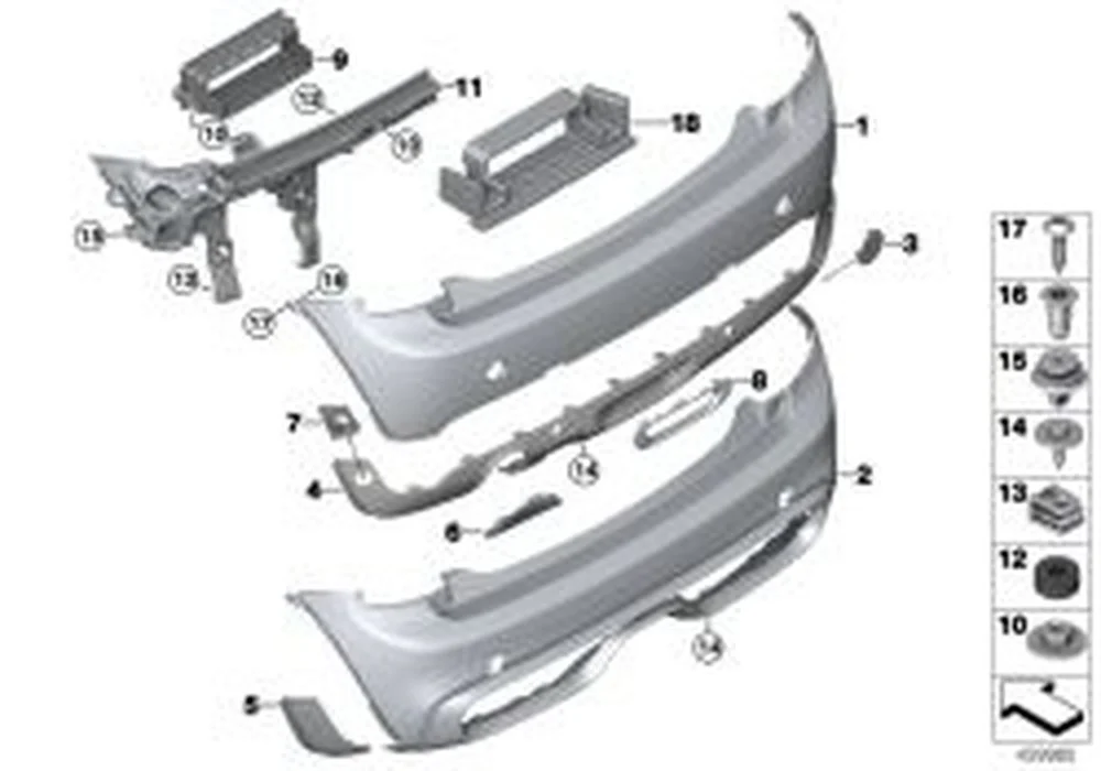 Black Band trasera inferior OEM 51127380015 para MINI F56, Cabrio F57. Original MINI.