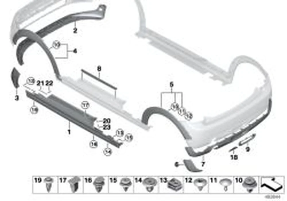Black Band trasera inferior OEM 51127380015 para MINI F56, Cabrio F57. Original MINI. - Image 2