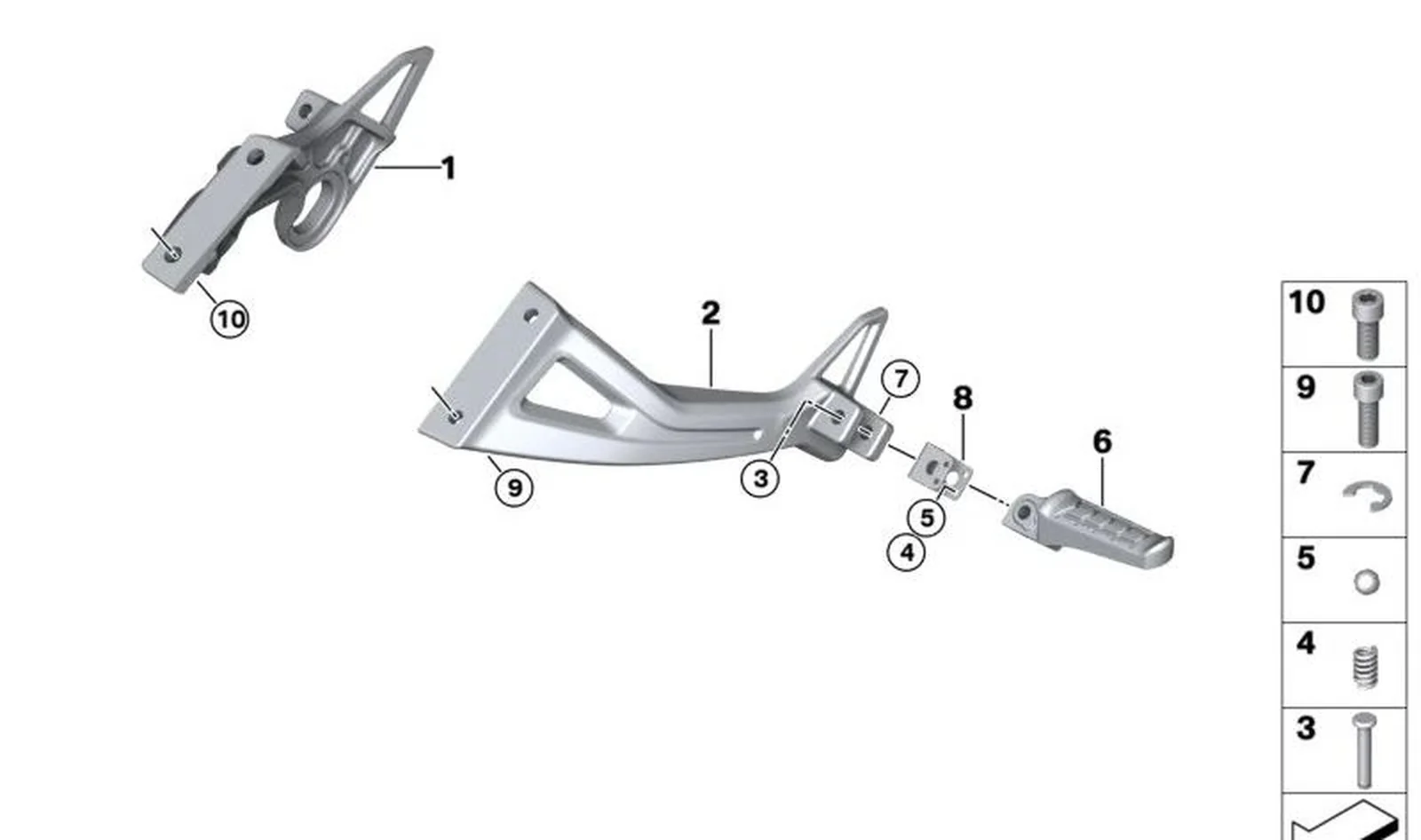 Bola para sistema de reposapiés OEM 46718354281 para BMW G 310 R, G 310 GS, G 310 RR. Original BMW Motorrad.