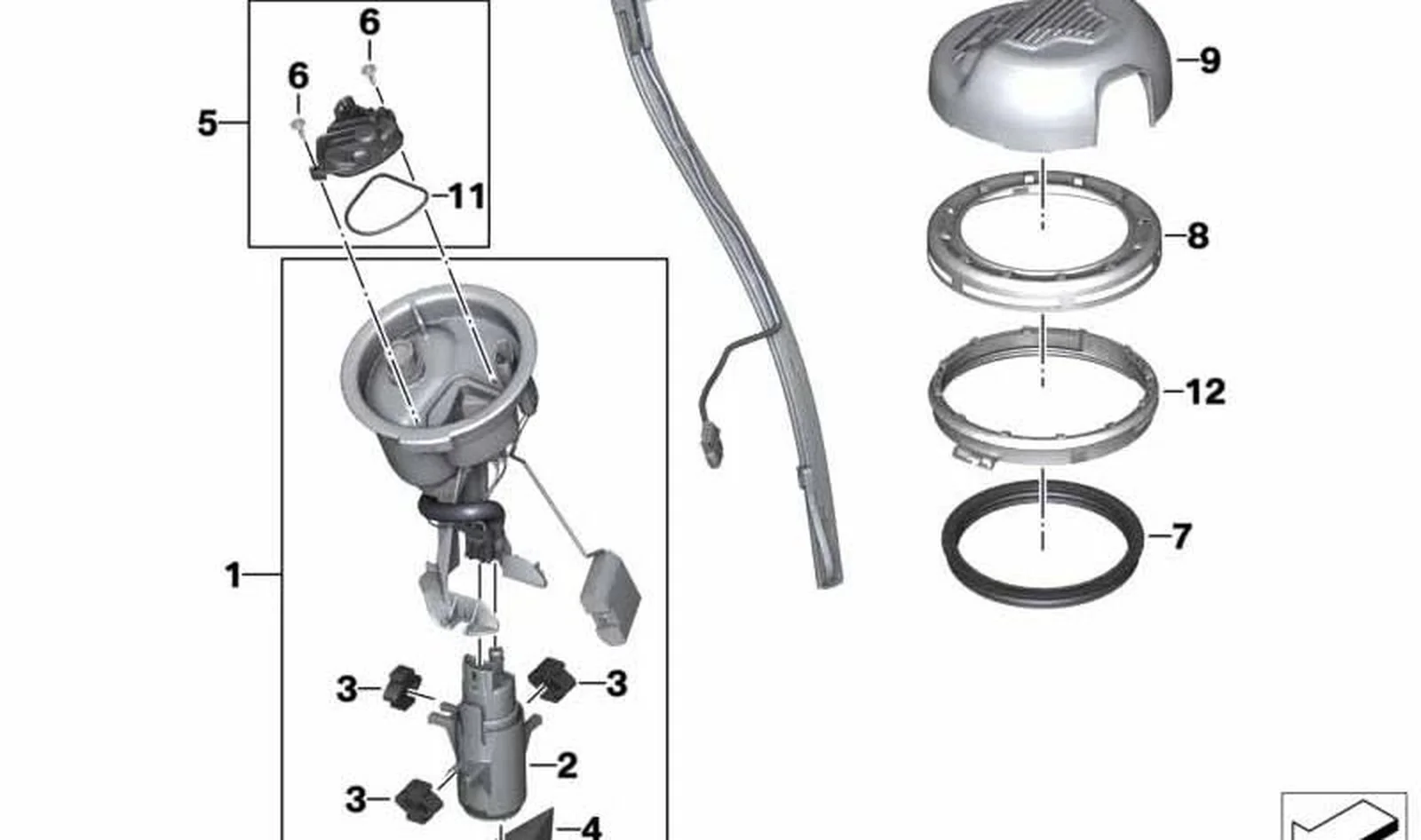 Bomba de gasolina OEM 16147708047 para motos BMW R1200GS (K25), R1200GS Adventure. Original BMW Motorrad.