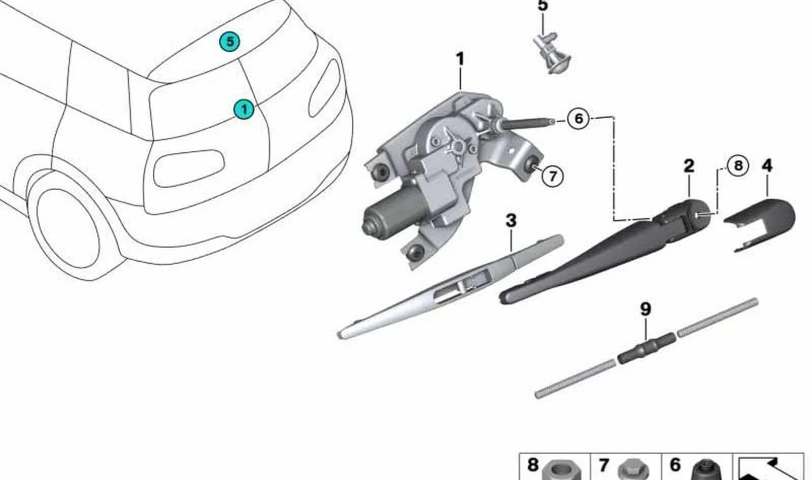 Boquilla de lavado trasera OEM 61687417638 para MINI Clubman F54 y F54 LCI. Original MINI. - Image 3